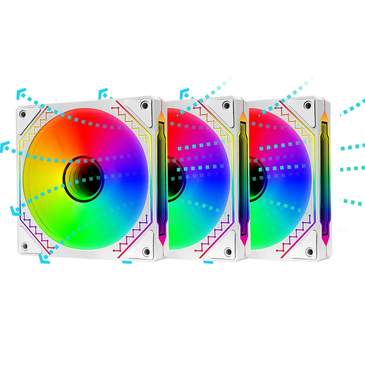 PANO-MOUNTS PANO-MOUNTS 120mm Reverse Airflow ARGB Infinity Mirror Case Fans White 3-Pack — product photo