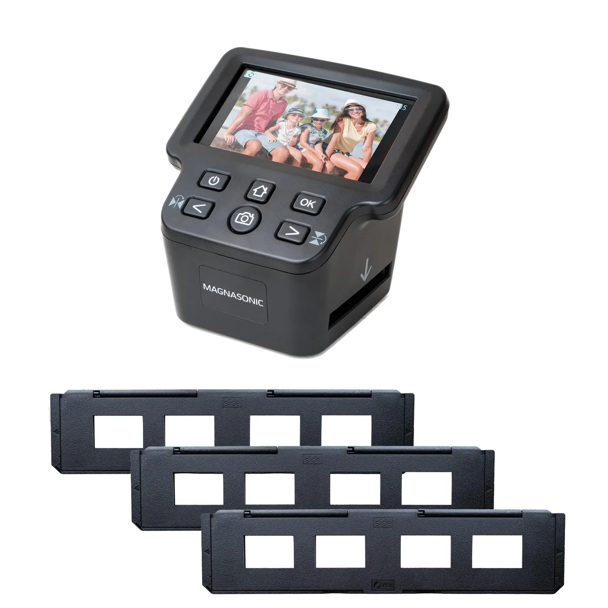 MAGNASONIC MAGNASONIC FS71ST01 24MP Film Scanner 5" LCD HDMI 128MB 128GB SD 35mm 110 126 Super 8 135 Slides — product photo