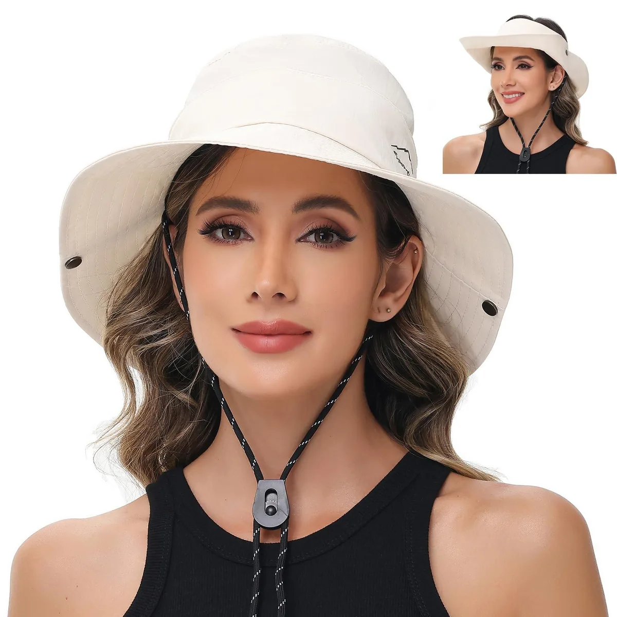  ZOORON zr-tuoding-Beige Hat 2-in-1 Zip-Off UPF 50+ Beige — product photo