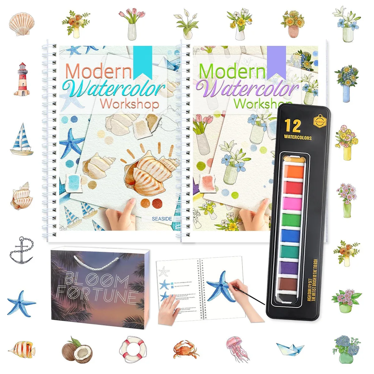  APO-C2W-003 2-Pack Watercolor Workbooks 24 Sheets 12 Colors 300gsm — product photo