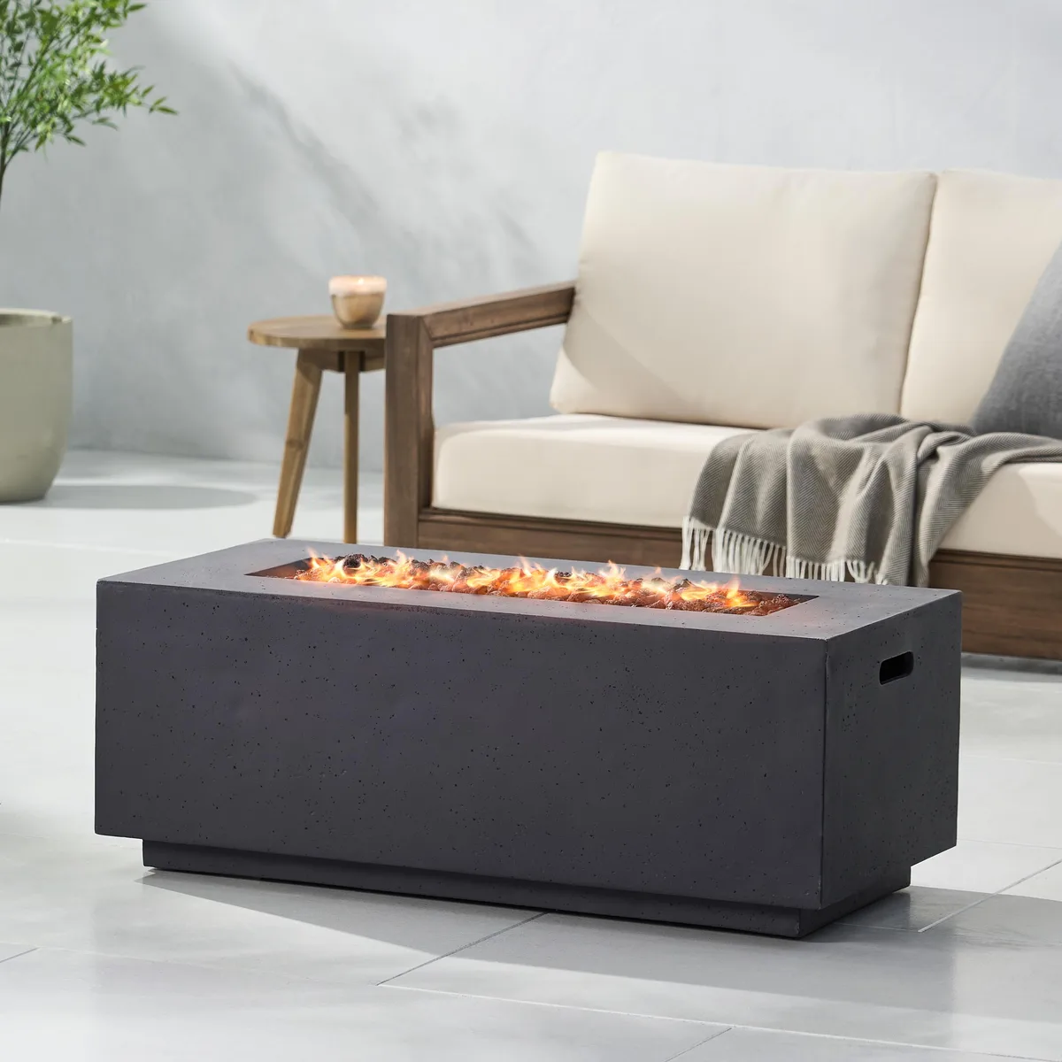 tuphen tuphen 40" 40000 BTU Rectangular MgO Concrete Propane Fire Pit Light Grey — product photo