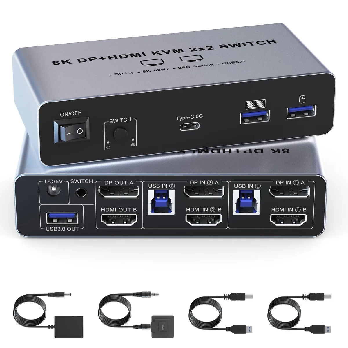 BUCIER BUCIER DKM202F-USB3.0-8K-E KVM Switch 8K 60Hz 4K 120Hz USB 3.0 — product photo
