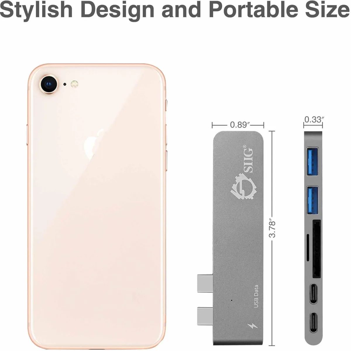 SIIG, Inc SIIG, Inc JU-TB0312-S1 Thunderbolt 3 USB-C Hub Card Reader Space Gray — product photo
