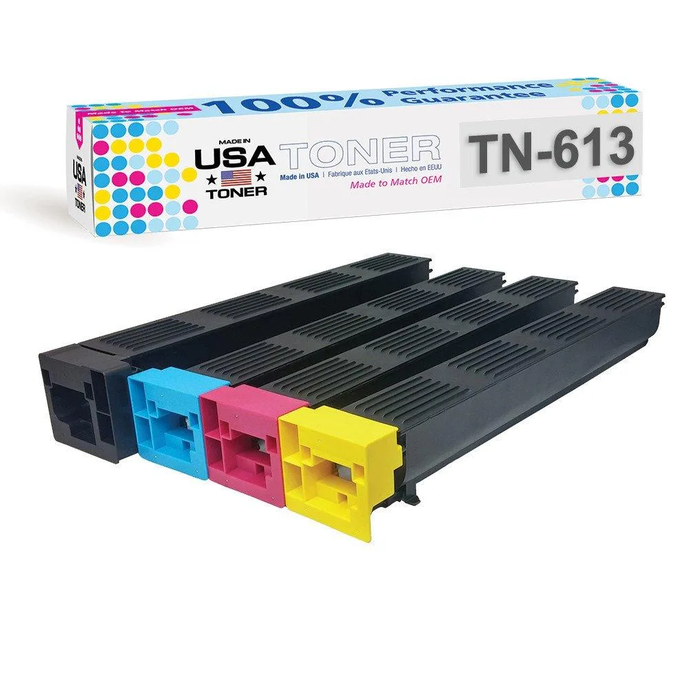 MADE IN USA TONER MADE IN USA TONER Compatible Konica Minolta Bizhub C452 C552 C652 TN613 TN413 CMYK 4 pack toner cartridge — product photo
