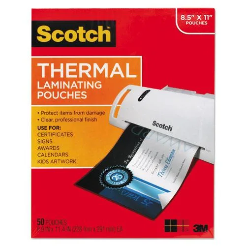 3M 3M Scotch Letter Size Thermal Laminating Pouches 3 mil 11 x 9 50 Pack TP385450 — product photo