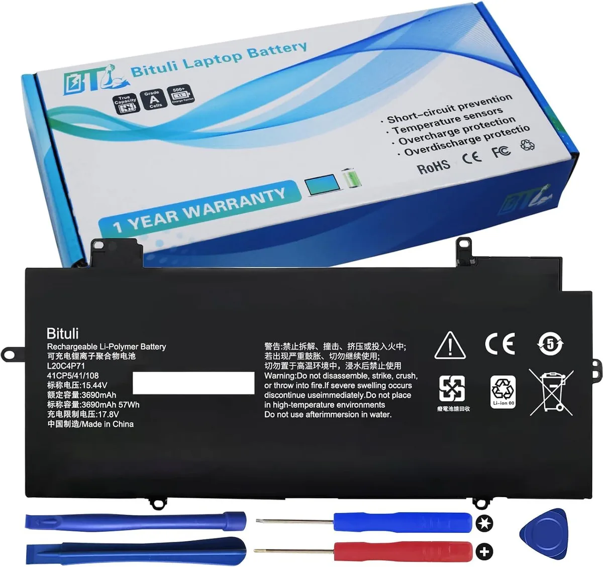PISKEKAT PISKEKAT L20M4P71 Laptop Battery 57WH 15.44V 4-cell Black — product photo