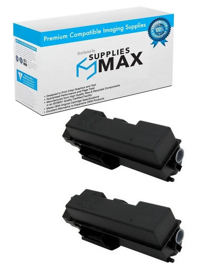 SuppliesMax SuppliesMax Compatible Toner Cartridge 2 Pack Black 7200 Pages for Kyocera ECOSYS P2040dn P2040dw TK-1162 — product photo