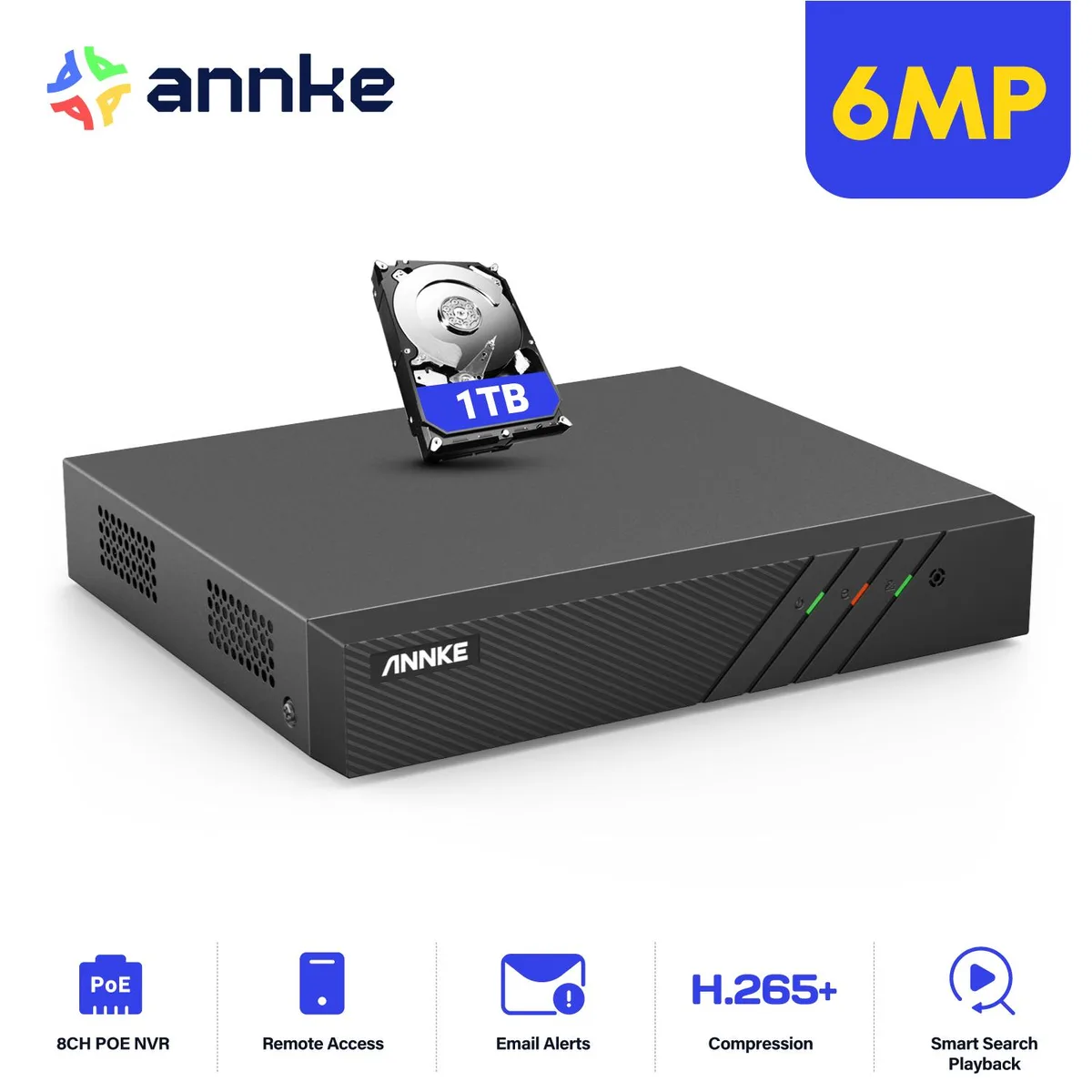 Annke Annke 8CH 6MP PoE NVR 1TB HDD surveillance security system — product photo