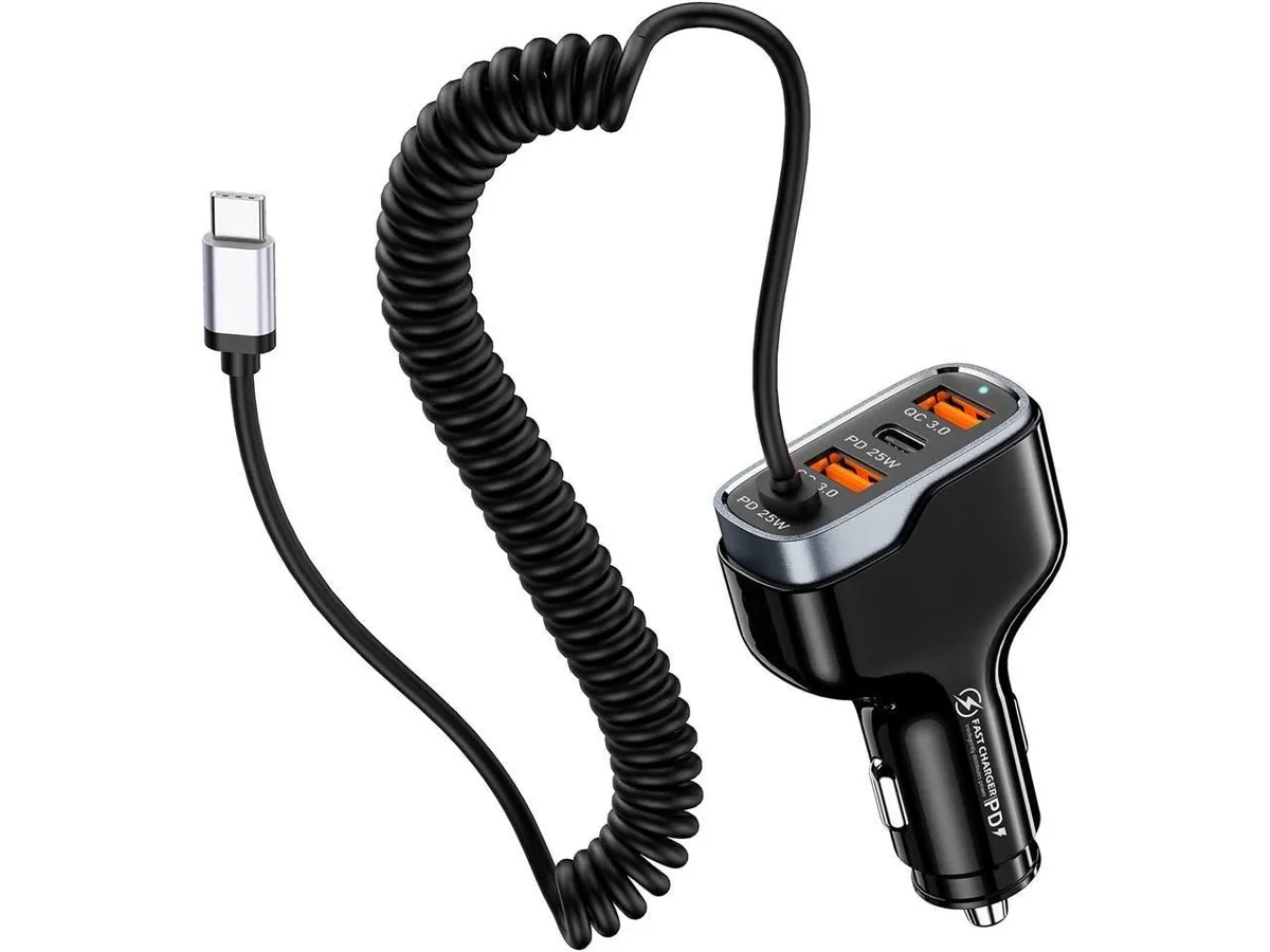 KEHIPI KEHIPI 50W 4-Port Car Charger with 5.9ft USB-C Cable — product photo