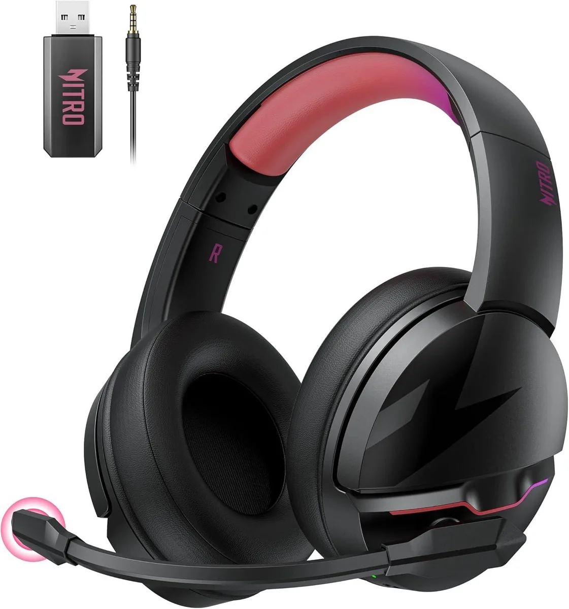  Acesori K2 Wireless Gaming Headset Black/Pink 50mm 2.4GHz Bluetooth 5.3 100h — product photo