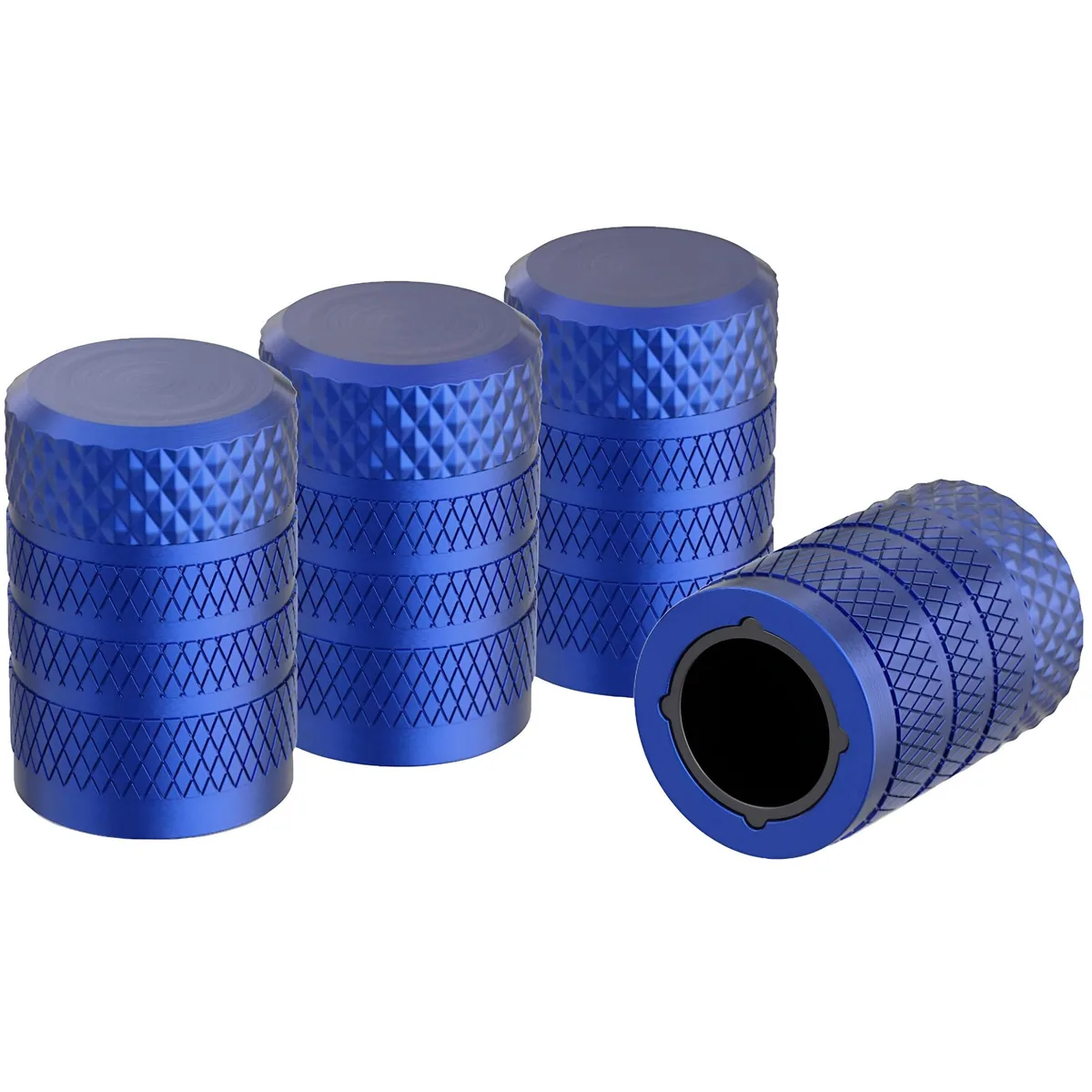 JacobsParts Inc. JacobsParts Inc. VALVECAP-A-BLU Blue Anodized Aluminum Valve Stem Caps 4 Pack — product photo