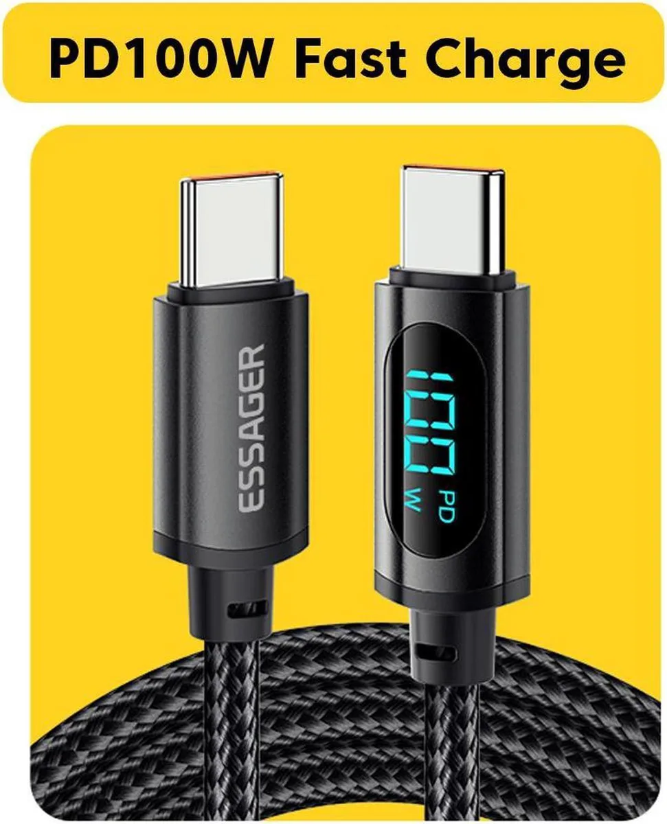 Aomoproing Aomoproing USB C to USB C cable 6.6ft 100W LED display — product photo