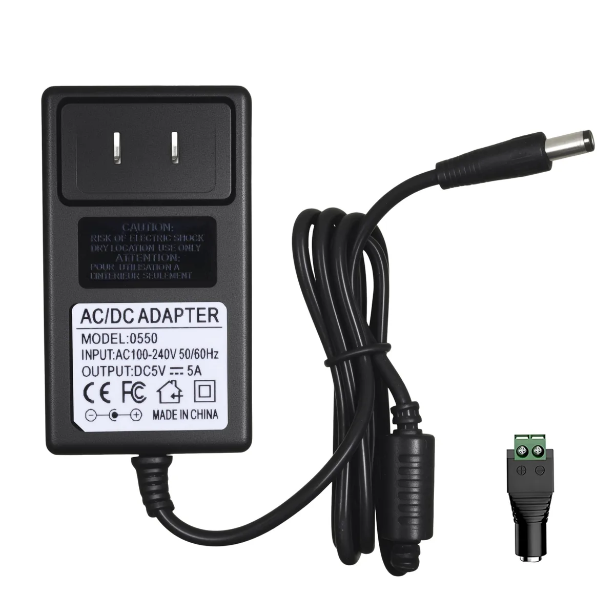 Dell 5V5A power adapter 5V 5A 25W screw terminal 5.5x2.5mm plug — product photo