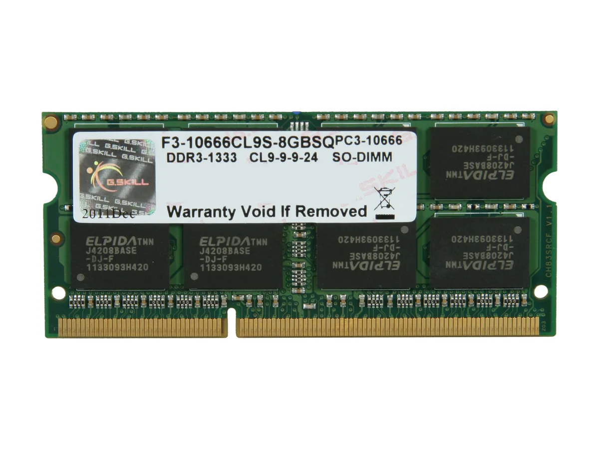 G.SKILL G.SKILL F3-10666CL9S-8GBSQ 8GB DDR3 1333 laptop RAM — product photo
