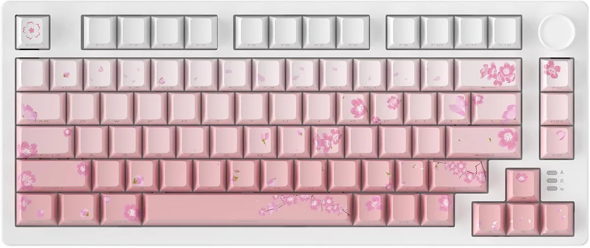 TUKO TUKO EK75PRO Sakura Pink 75% Wireless Mechanical Gaming Keyboard with Knob — product photo