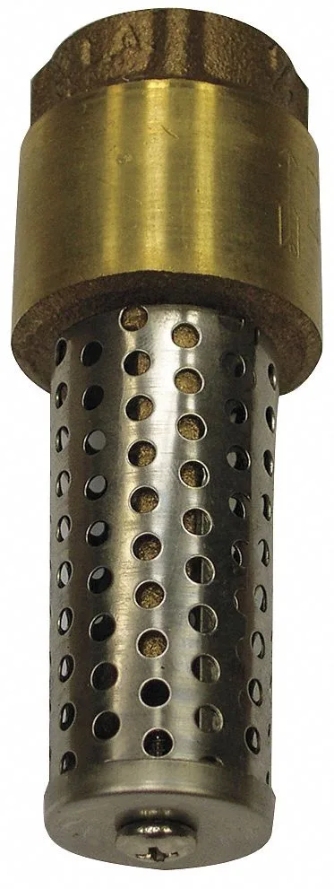 Brass spring foot valve with transparent strainer, 1-1/2 inch FNPT connections