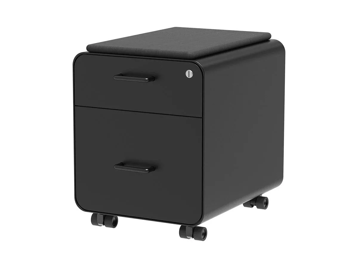 Monoprice Inc. Monoprice Inc. 137880 Round Corner 2-Drawer File Cabinet Black Lockable Seat Cushion — product photo