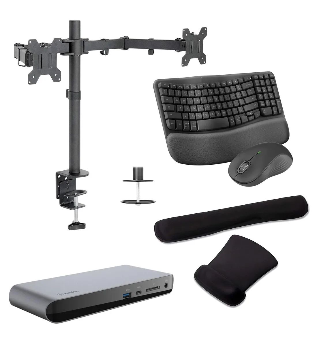 Belkin Belkin Thunderbolt 3 Dock Pro 85W Bundle with MK670 Keyboard, Mouse, Gel Pad & Dual Monitor Stand — product photo