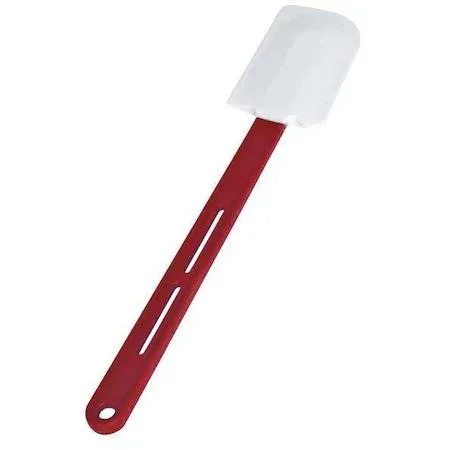 White and red plastic handle silicone spatula 14 inches long