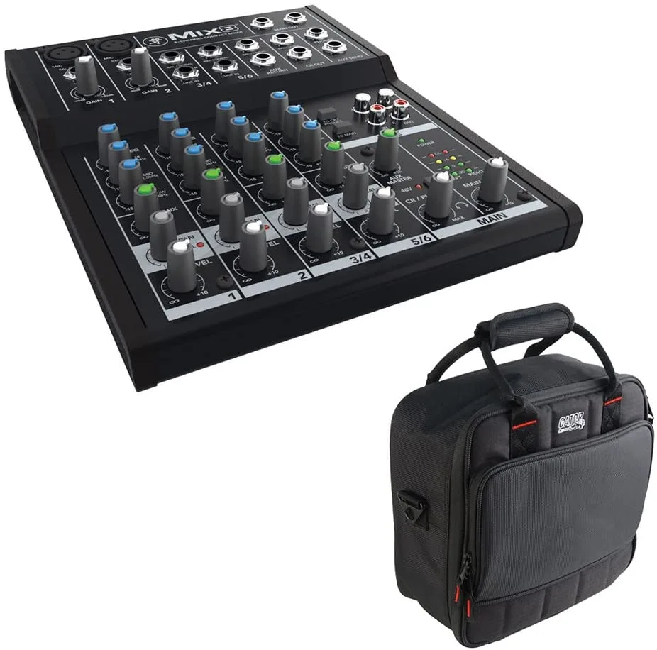 Mackie Mackie Mix8 8-Channel Compact Mixer with Gator Cases G-MIXERBAG-1212 Bag — product photo