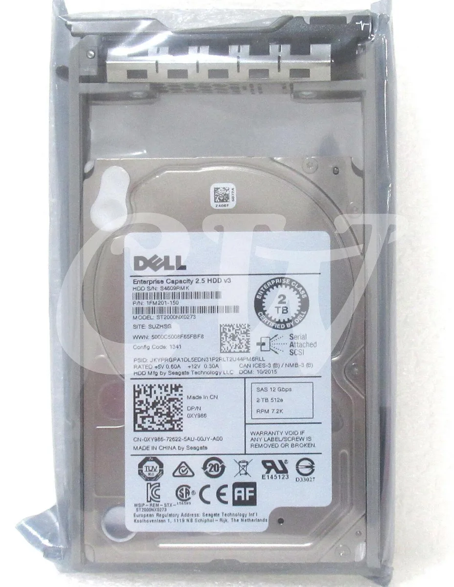DELL DELL ST2000NX0273 2TB 7200RPM 12Gbps 128MB 2.5" SAS internal hard drive — product photo