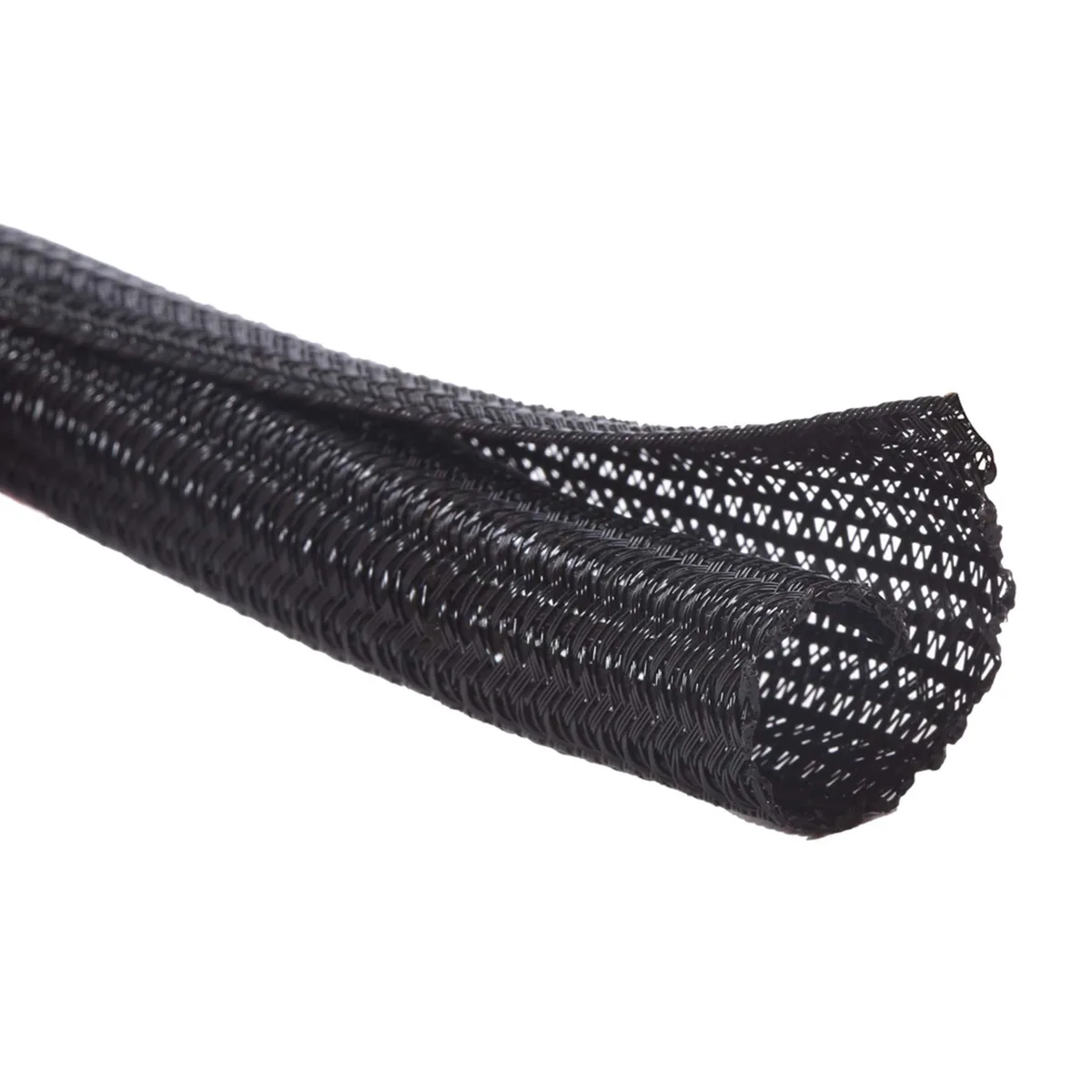 Black split polyethylene cord protector coiled 25 ft long 1/2 inch diameter