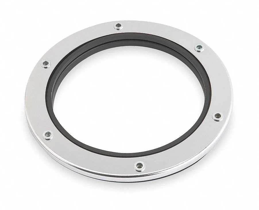 Chrome plated rubber mounting gasket with stainless steel collar adaptors