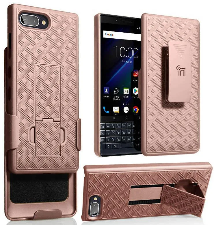 Nakedcellphone Nakedcellphone Rose Gold Kickstand Case + Belt Clip Holster for BlackBerry Key2 LE — product photo