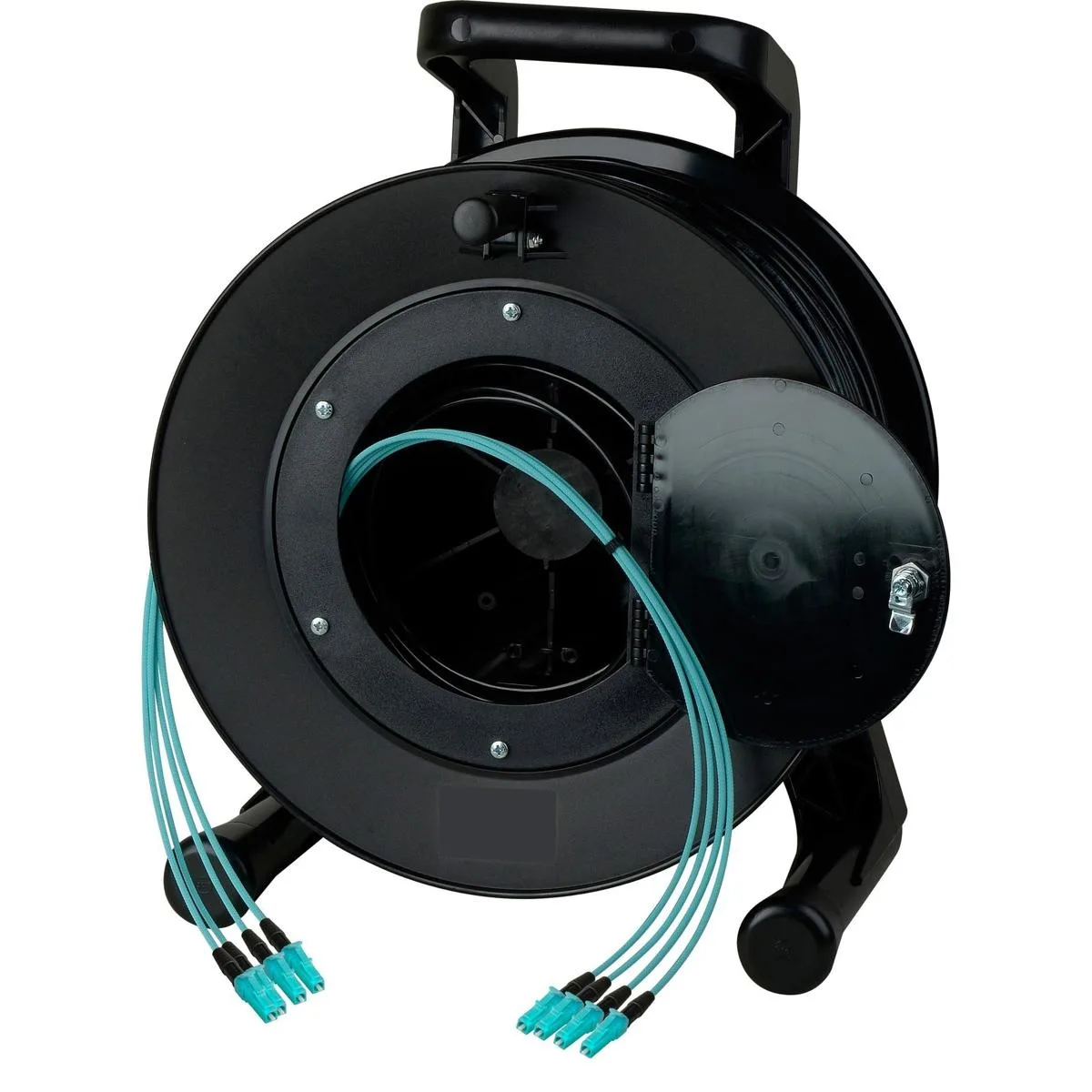Camplex Camplex 250 ft 4-channel LC multimode OM3 fiber optic tactical reel network ethernet cable — product photo