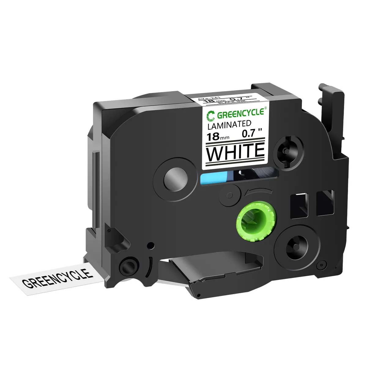 GREENCYCLE GREENCYCLE TZe-241 18mm Black on White Laminated Tape labelmaker — product photo