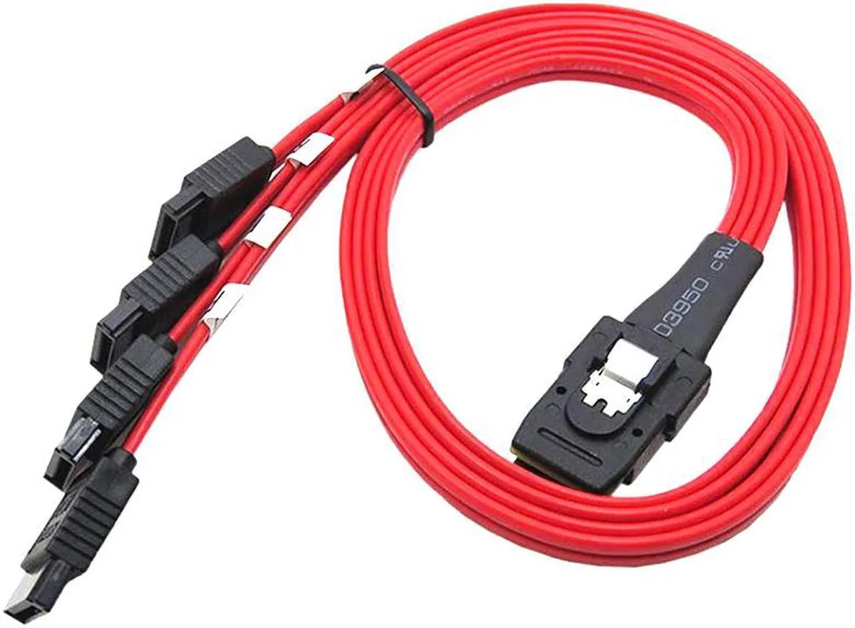 Vszerda Vszerda Mini SAS SFF-8087 to 4 SATA cable 3.3FT Red — product photo