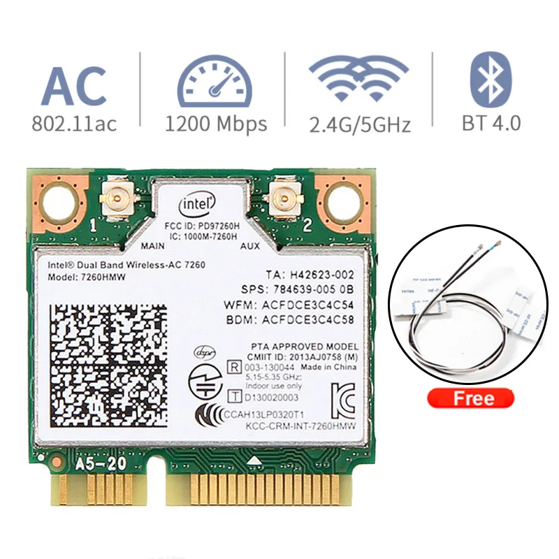 Teday Teday 7260HMW AC1200 Mini PCI-E Wi-Fi adapter Bluetooth 4.0 — product photo