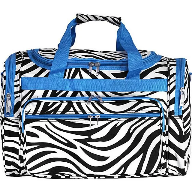 World Traveler World Traveler 81T19 19in Checked Luggage Blue Trim Zebra — product photo