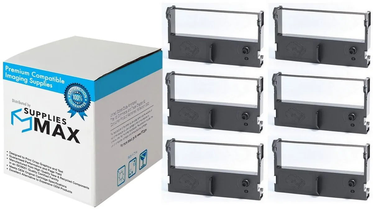 SuppliesMax SuppliesMax Samsung 900370B Black Printer Ribbon 6 Pack — product photo
