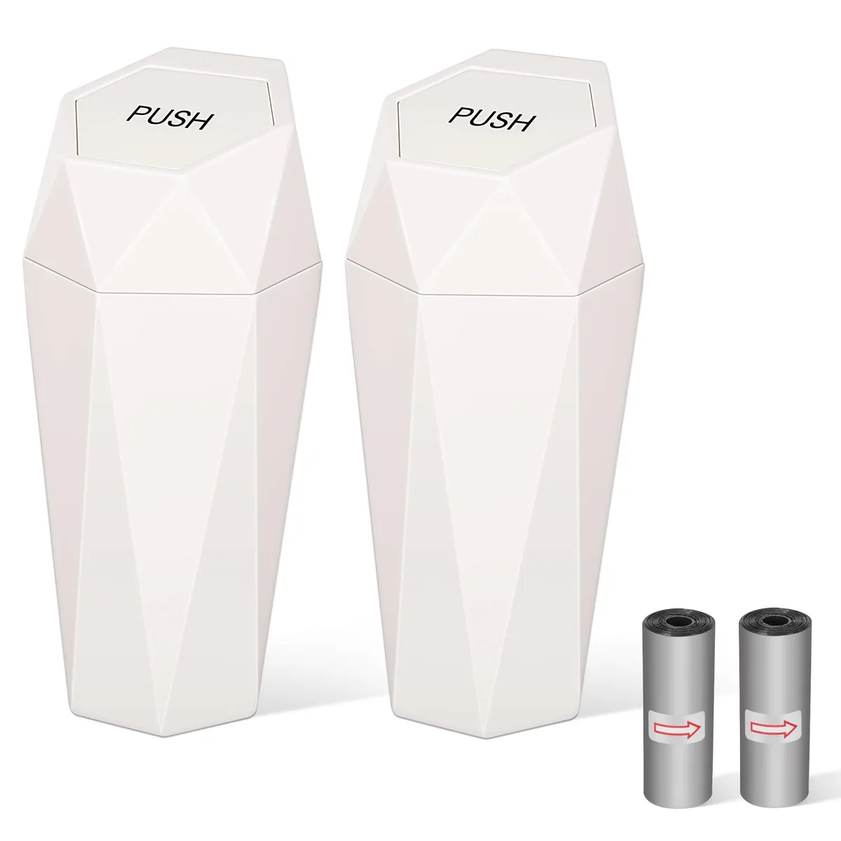  Baldwin 1200 ml Car Trash Can with Lid 30 Bags Beige 2 Pack — product photo