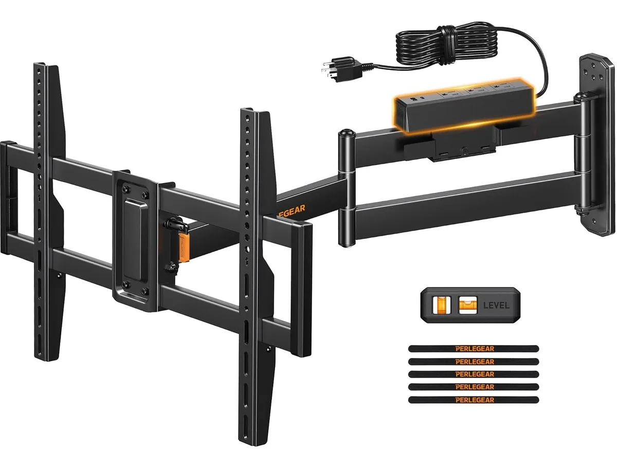 V2 Technologies V2 Technologies Long Arm TV Mount with Power Strip 31.5in 37-75in 100lb 2 in 1 accessory — product photo