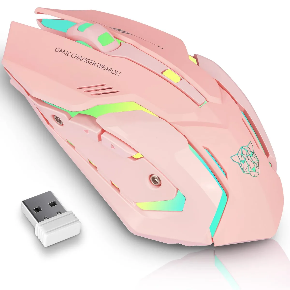  Lacolain T49 Gaming Mouse 2.4G 1600 DPI Pink — product photo