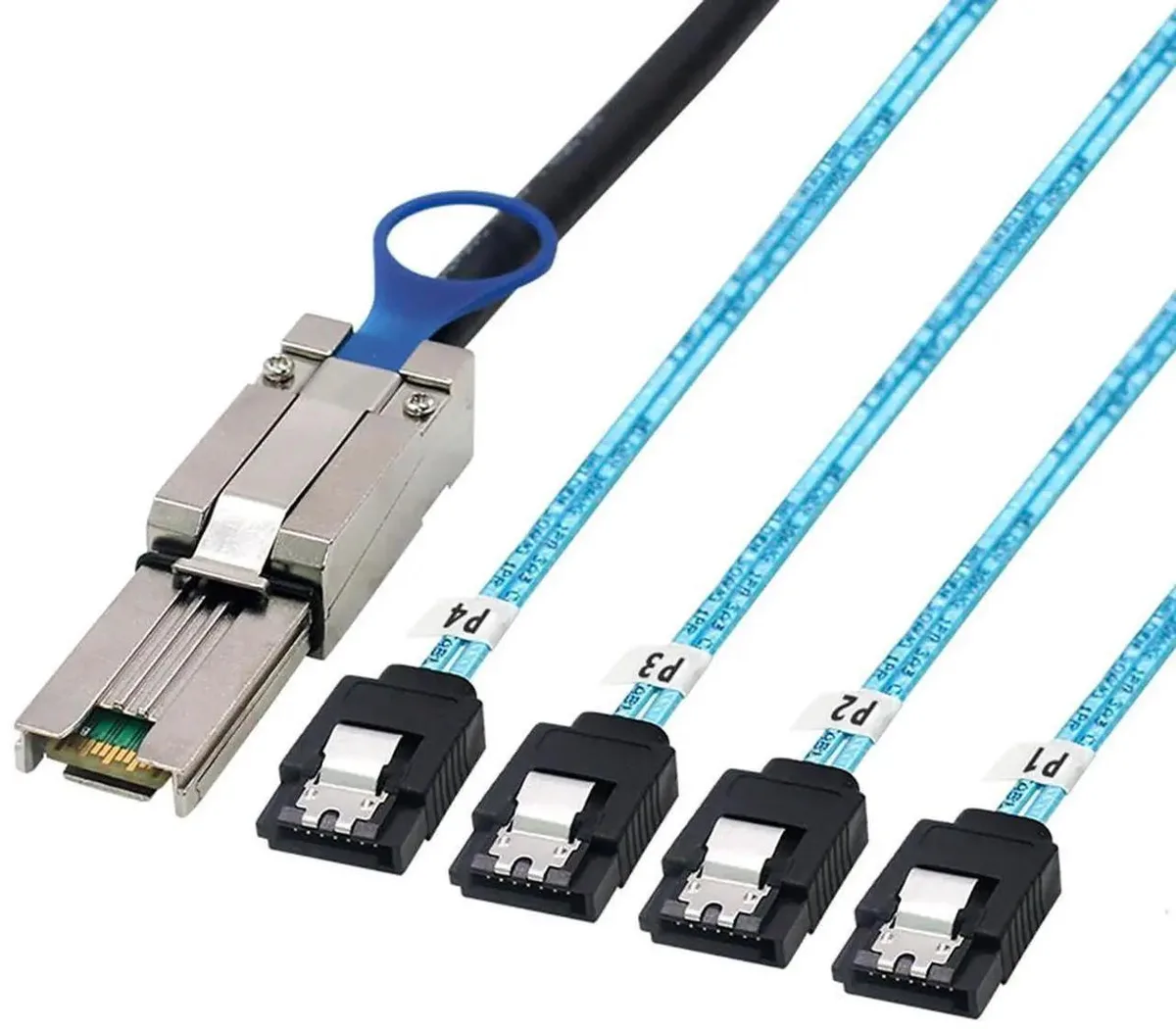 SMUGDESK SMUGDESK Mini SAS HD SFF8088 26P to 4×SATA 7P Female Breakout Cable 28AWG 10 Ohm 3M — product photo