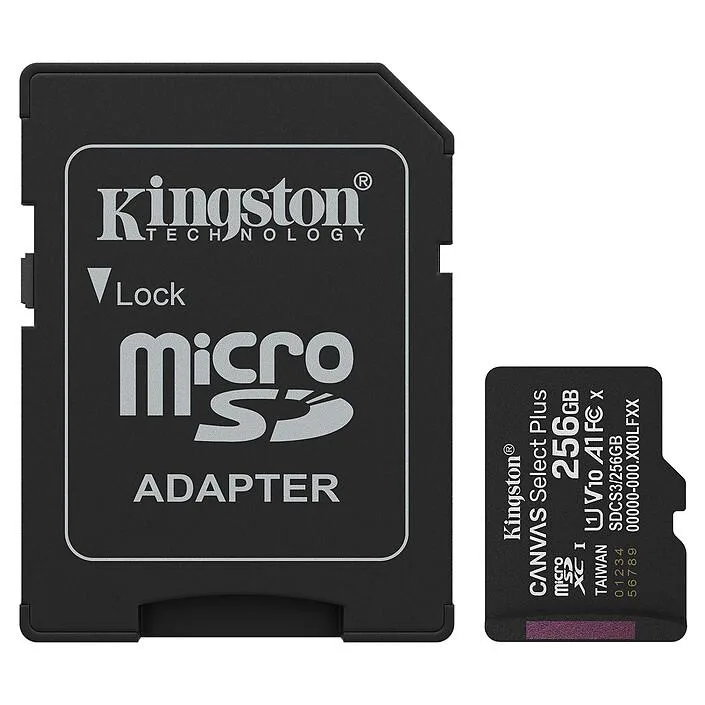 Kingston Technology Corp. Kingston Technology Corp. SDCS3/256GB 256GB microSD Canvas Select Plus 150MB/s memory card — product photo
