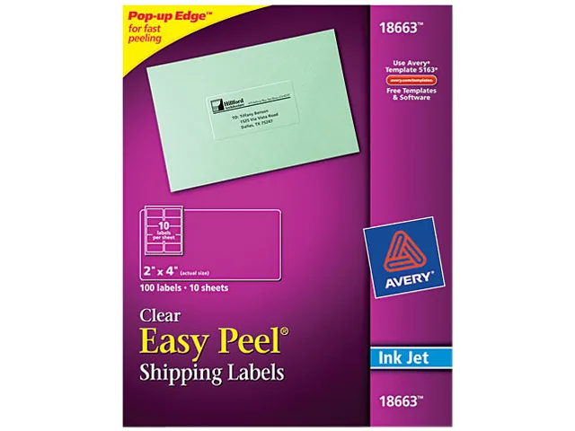 Avery Avery 18663 Clear Mailing Labels Inkjet 100 Pack — product photo