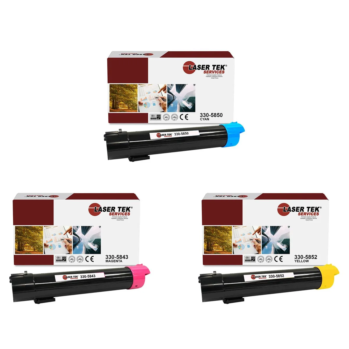 Laser Tek Services Laser Tek Services 330-5850/5843/5852 C/M/Y 3-pack toner cartridge — product photo