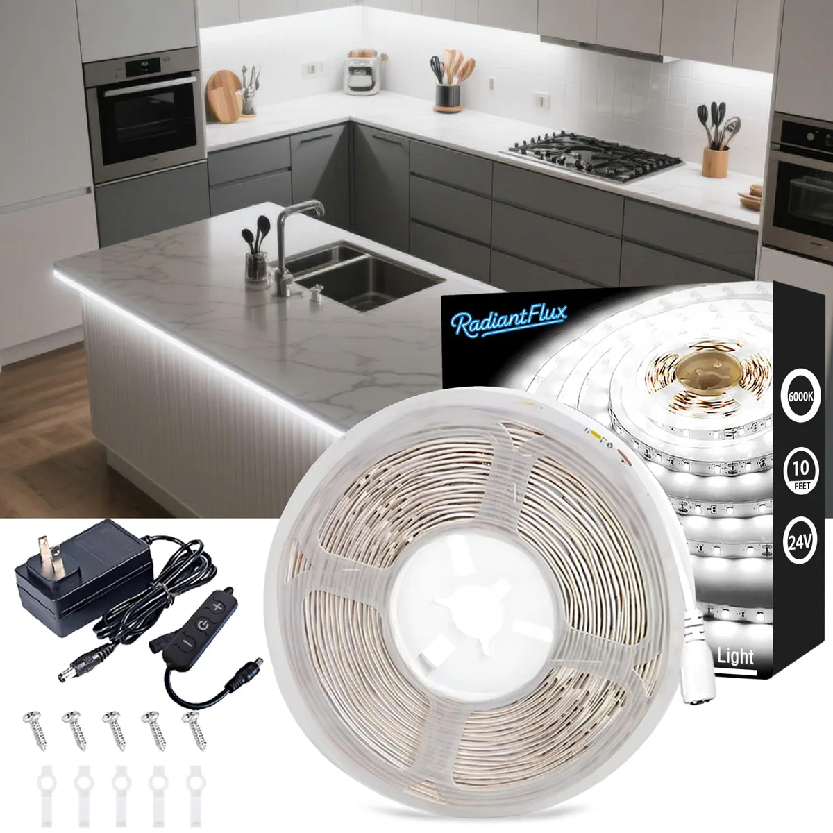  24v-led 10 ft Under Cabinet LED Strip 180 LEDs 6000 K 12 V — product photo