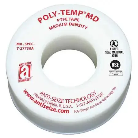 White thread sealant tape roll one inch wide forty-three feet long