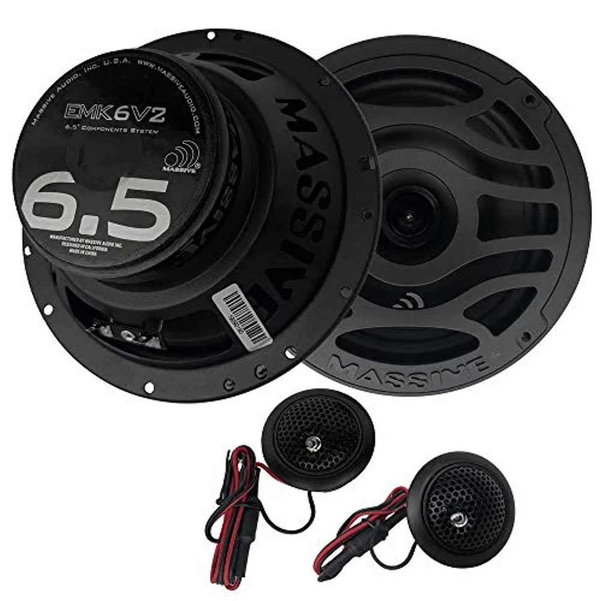 Two 6.5 inch woofers, two 20mm silk dome tweeters, two inline crossovers