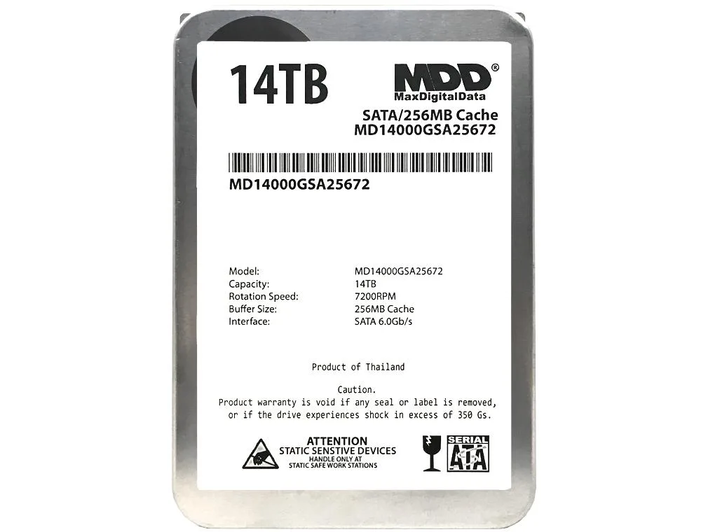 MaxDigitalData MaxDigitalData 14TB 7200RPM SATA 3.5" internal hard drive — product photo