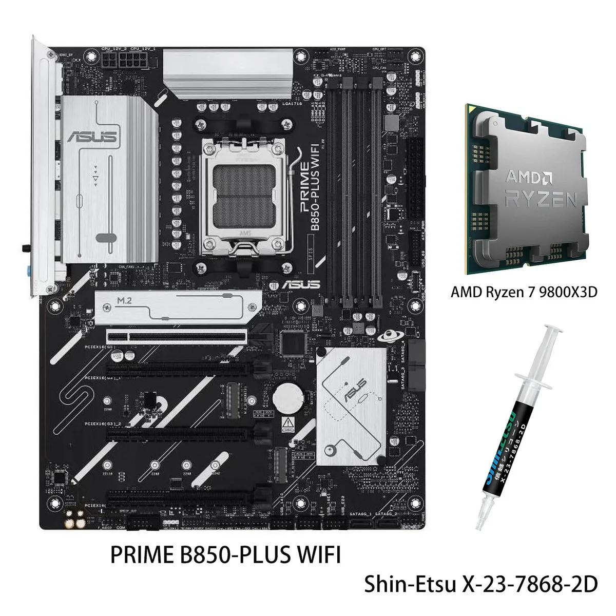 ASUS ASUS PRIME B850-PLUS WIFI + Ryzen 7 9800X3D AMD motherboard combo — product photo