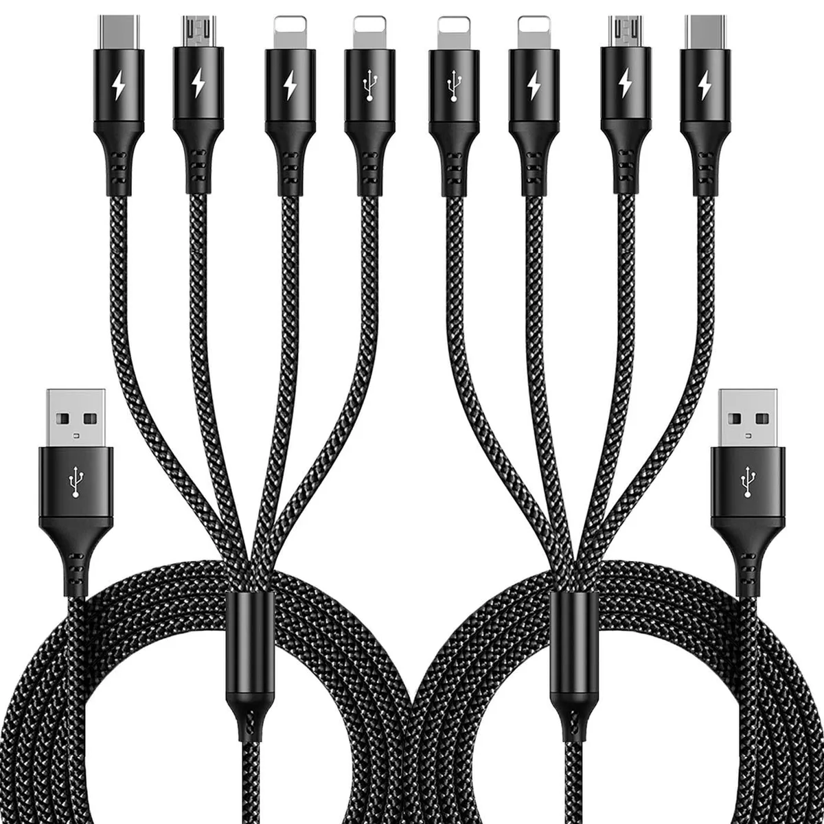 RUOCLRIS RUOCLRIS 4-in-1 Multi Charging Cable 2-Pack 10ft Braided — product photo