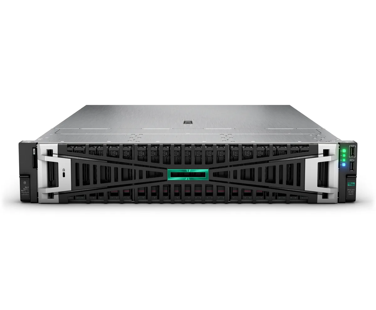 HPE HPE P92710-005 DL385 G11 9115 2P 8x32GB-R 2xGPU 2x6.4TB NVMe IB NDR200 4x1800W TAA rack server — product photo