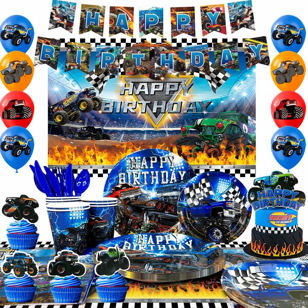 InBoxxarty InBoxxarty 112pcs Monster Truck Birthday Party Supplies Blue — product photo
