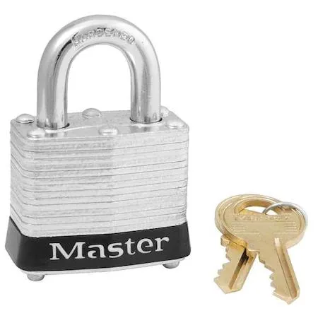 Black steel lockout padlock, laminated body, 9/32 inch shackle, pack of 12